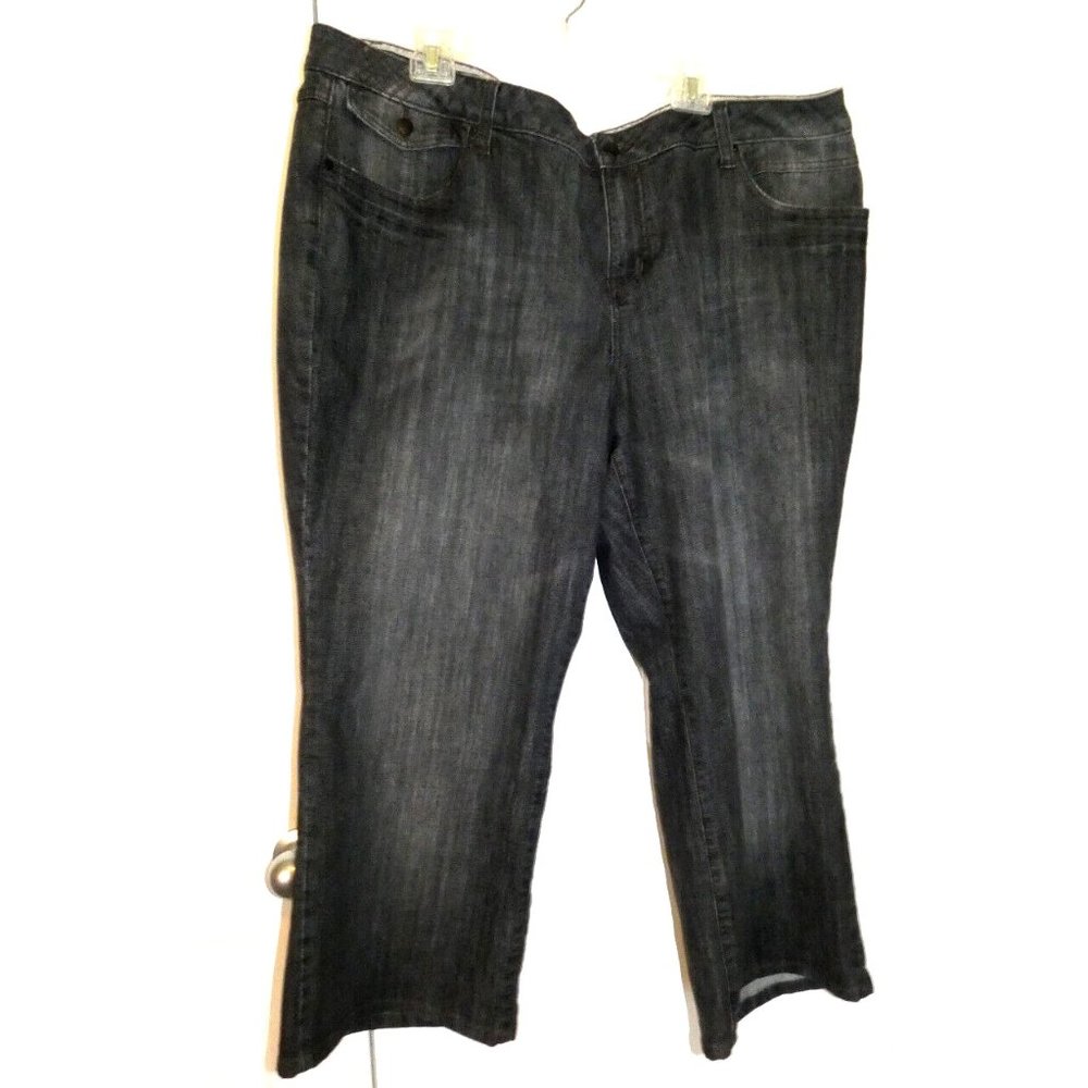 Black Wash Denim Jeans Venezia Zipper Womens Plus size 28